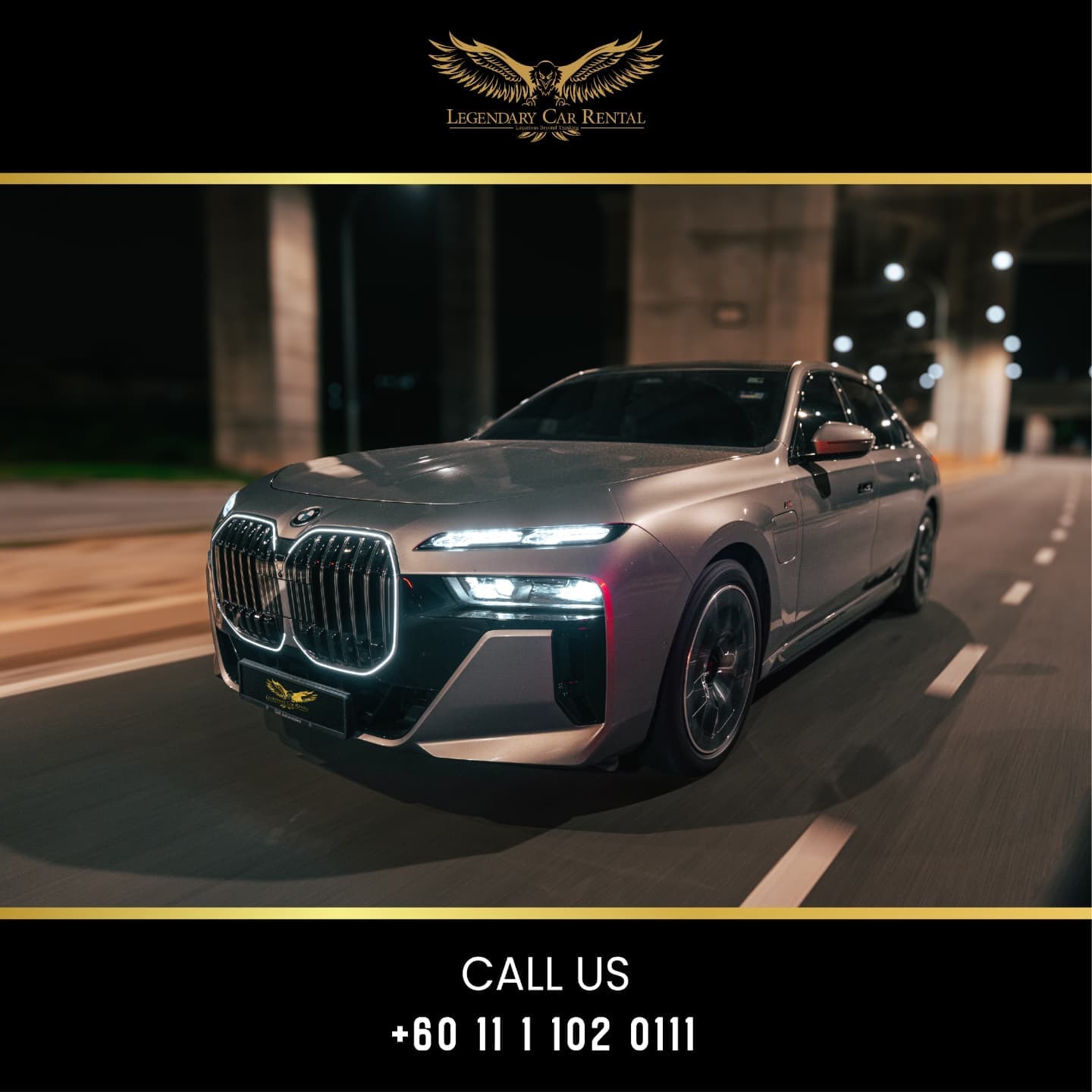 Rent a 2023 BMW 750e in Kuala Lumpur — Plug-in hybrid flagship luxury.